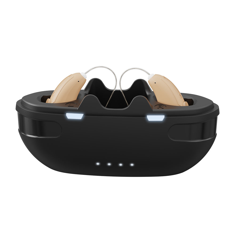Fisdemo Discoverer Premium Rechargeable Bluetooth Digital RIC Hearing Aids, Dual Microphones Designed for Mild to Moderate Hearing Loss