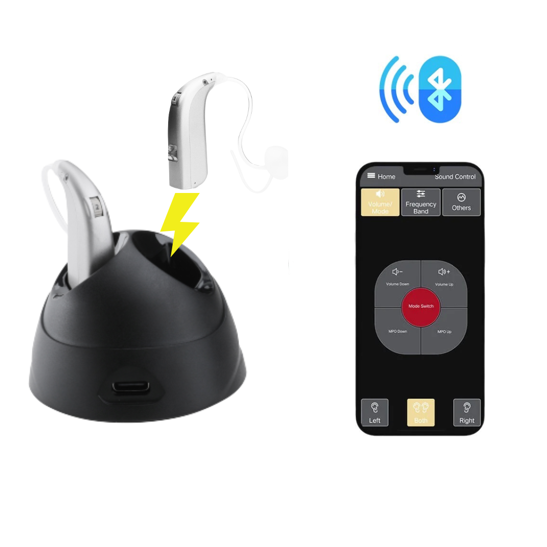 Fisdemo L Bluetooth Self-Fitting FDA-Cleared OTC Adult Hearing Aids-Dual-Core Chip, Bluetooth Streaming for Calls and Music, for Mild to Moderate Hearing Loss