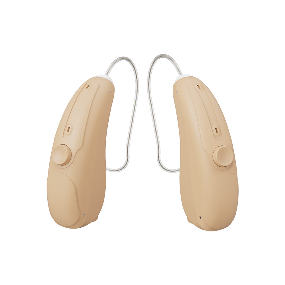 Fisdemo Discoverer Premium Rechargeable Bluetooth Digital RIC Hearing Aids, Dual Microphones Designed for Mild to Moderate Hearing Loss