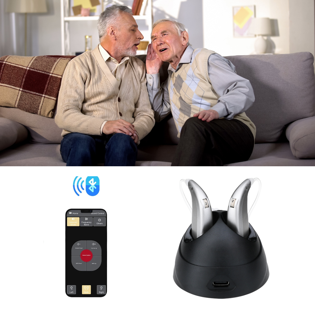 Fisdemo L Bluetooth Self-Fitting FDA-Cleared OTC Adult Hearing Aids-Dual-Core Chip, Bluetooth Streaming for Calls and Music, for Mild to Moderate Hearing Loss