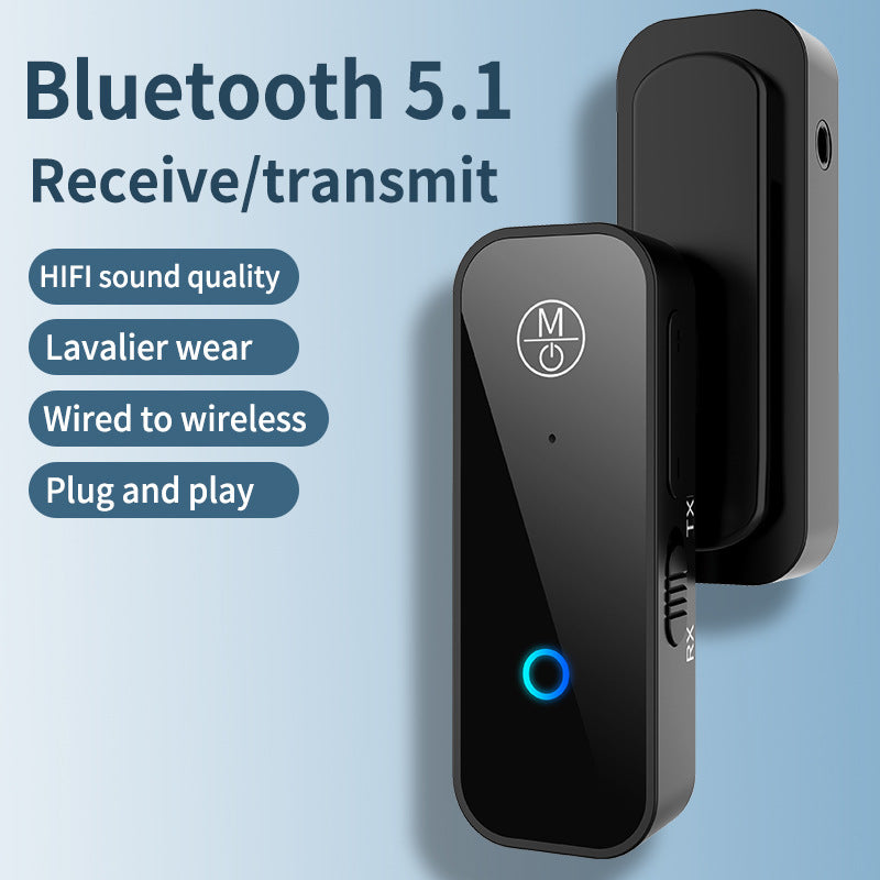 Lavalier Wireless Bluetooth 5.1 Receiver-Transmitter 2-in-1 AUX Car Audio Adapter Hands-free Calling