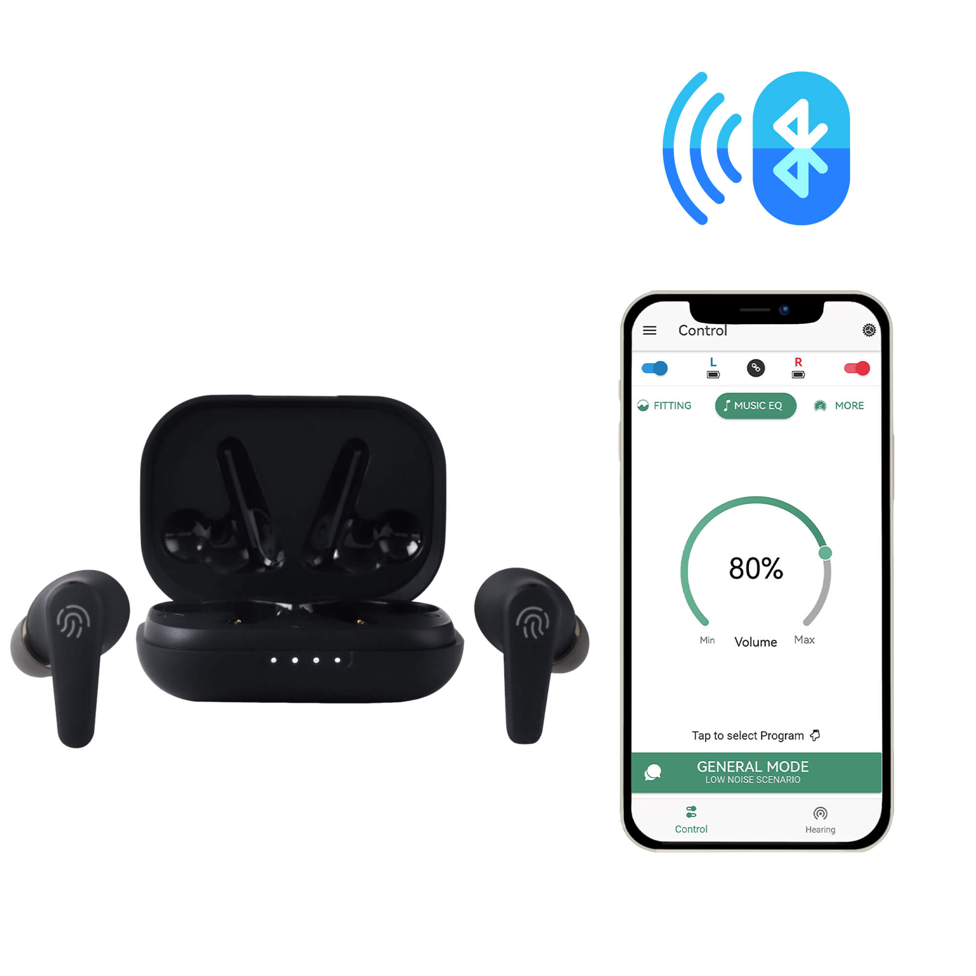 Fisdemo Seven Digital ITE Hearing Aids: Rechargeable, Bluetooth, Self-Fitting & Customizable with APP