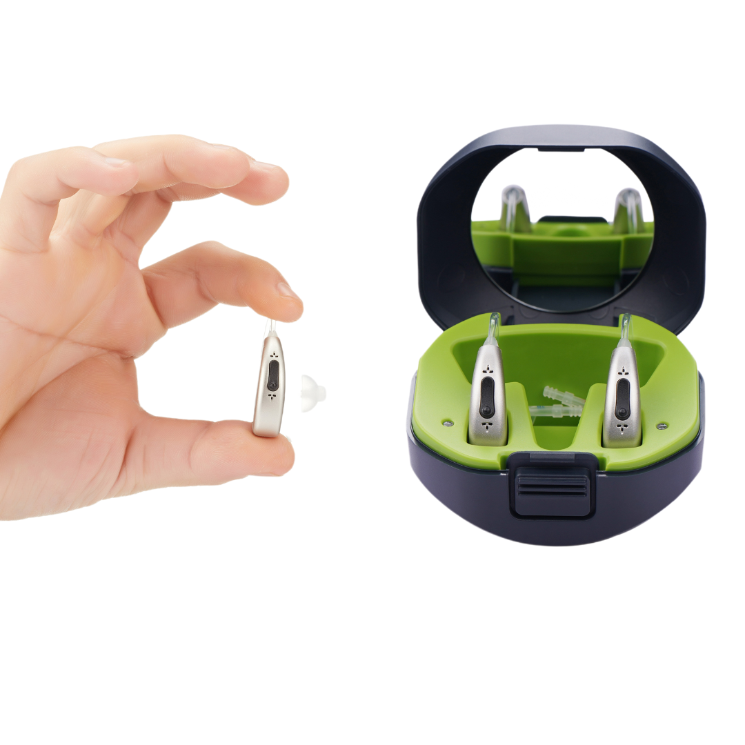 Fisdemo M OTC Rechargeable Hearing Aids for Adults and Seniors with Invisible Fit and All-Day Comfort, Dual Microphone, 12hours Battery Life, Noise Reduction and Nature Sound