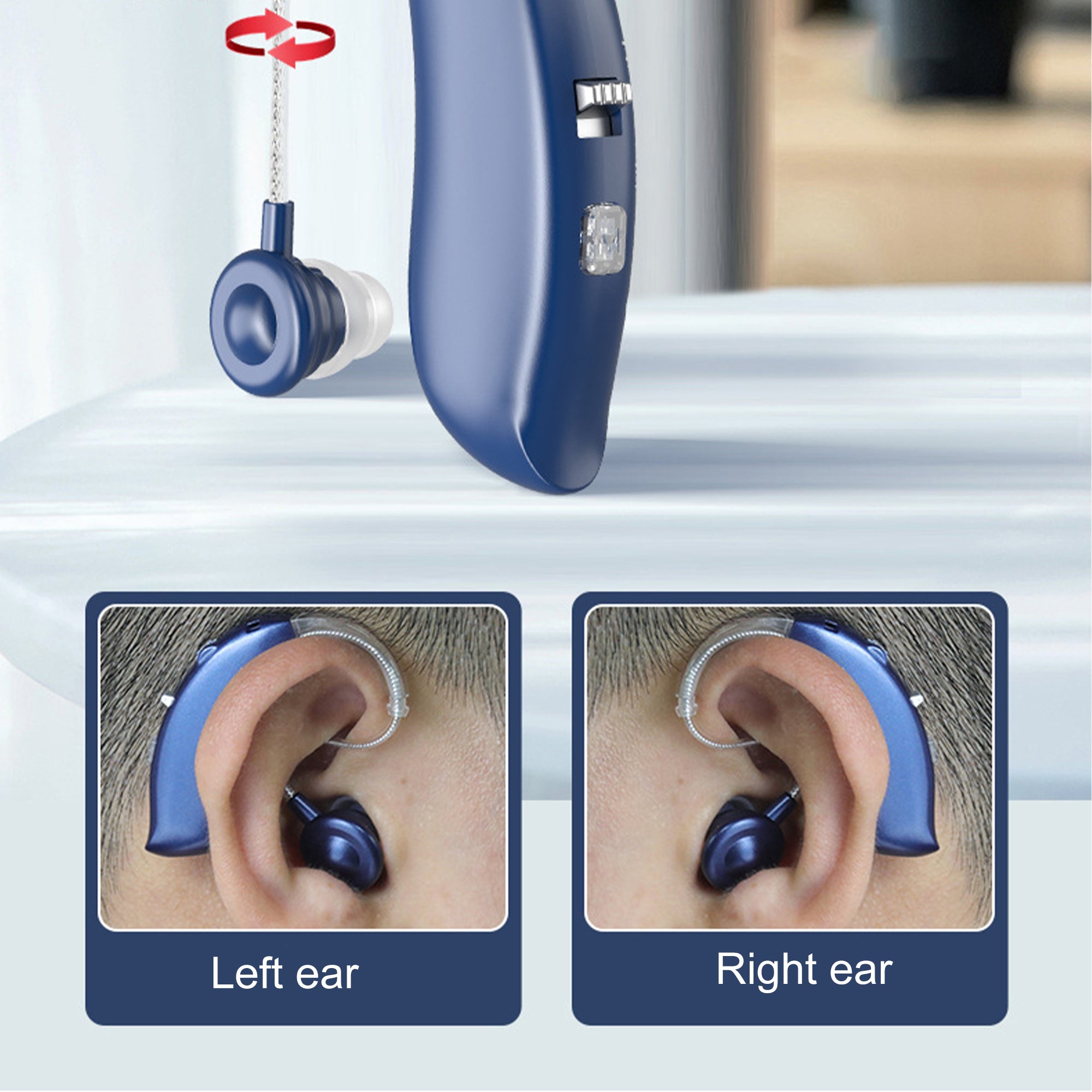 Fisdemo J Bluetooth Hearing Aids for Seniors Adults to Enjoy hand-free Phone Calls/Music/TV featured with RIC and DSP Chip for Clear Sound, 12H+ battery life