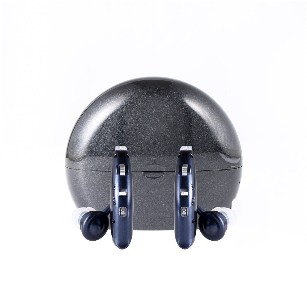 Fisdemo J Bluetooth Hearing Aids for Seniors Adults to Enjoy hand-free Phone Calls/Music/TV featured with RIC and DSP Chip for Clear Sound-Pair