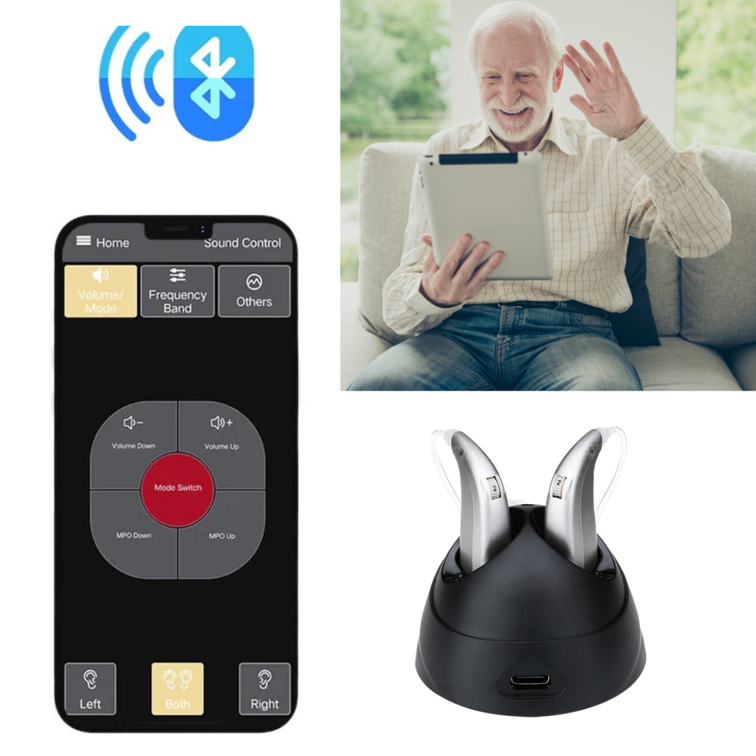 Fisdemo L Bluetooth Self-Fitting FDA-Cleared OTC Adult Hearing Aids-Dual-Core Chip, Bluetooth Streaming for Calls and Music, for Mild to Moderate Hearing Loss