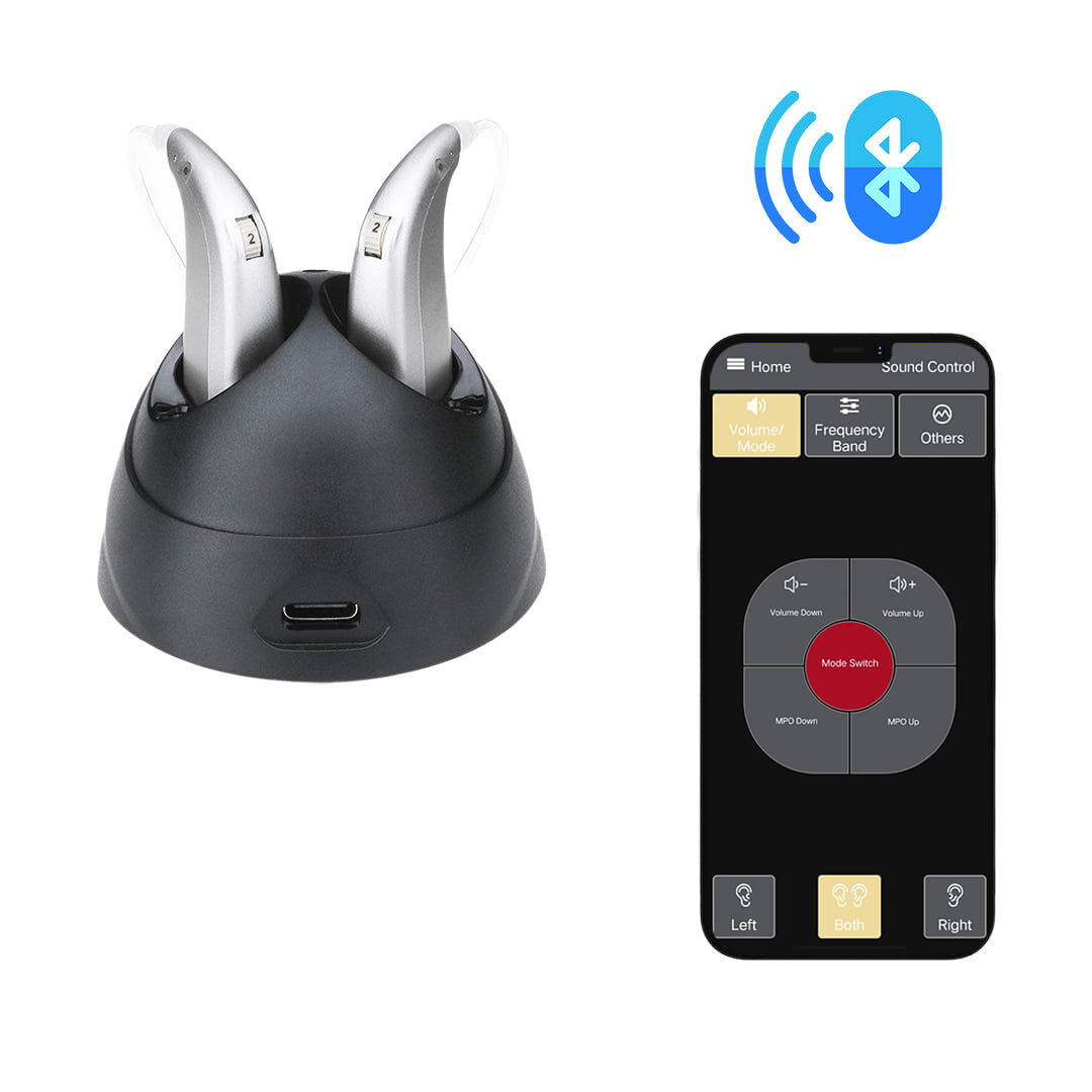 Fisdemo L Bluetooth Self-Fitting FDA-Cleared OTC Adult Hearing Aids-Dual-Core Chip, Bluetooth Streaming for Calls and Music, for Mild to Moderate Hearing Loss