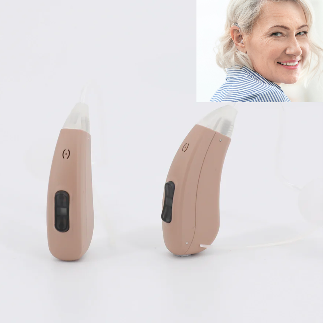 Fisdemo Fort Pro Rechargeable Hearing Aid Behind the Ear with Portable Charger