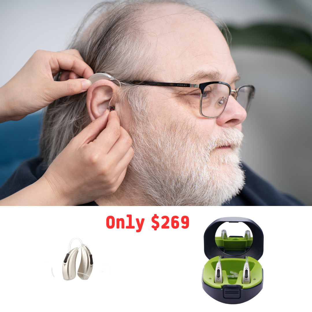 Fisdemo M OTC Rechargeable Hearing Aids for Adults and Seniors with Invisible Fit and All-Day Comfort, Dual Microphone, 12hours Battery Life, Noise Reduction and Nature Sound